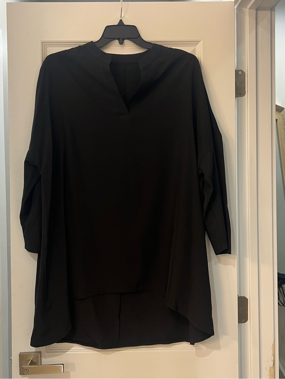 SHEIN Women's Black Split-Neck Tunic Top